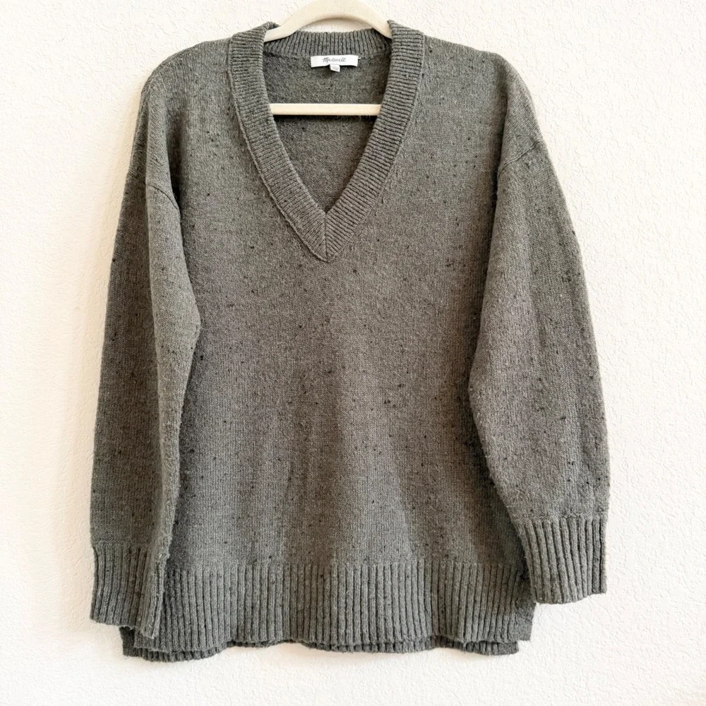 Madewell Womens Green Donegal Wool Blend V-Neck Pullover Sweater Size S Small - Picture 8 of 11